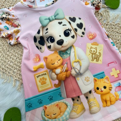 Vestido Futura Veterinária Cãozinho Rosa 